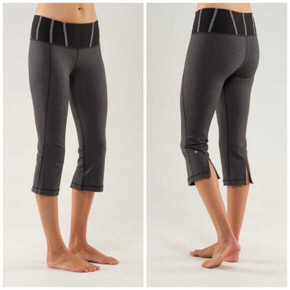*Lululemon* Tadasana Slit Crop in Heathered Black/Gray - size 4. - Picture 1 of 7